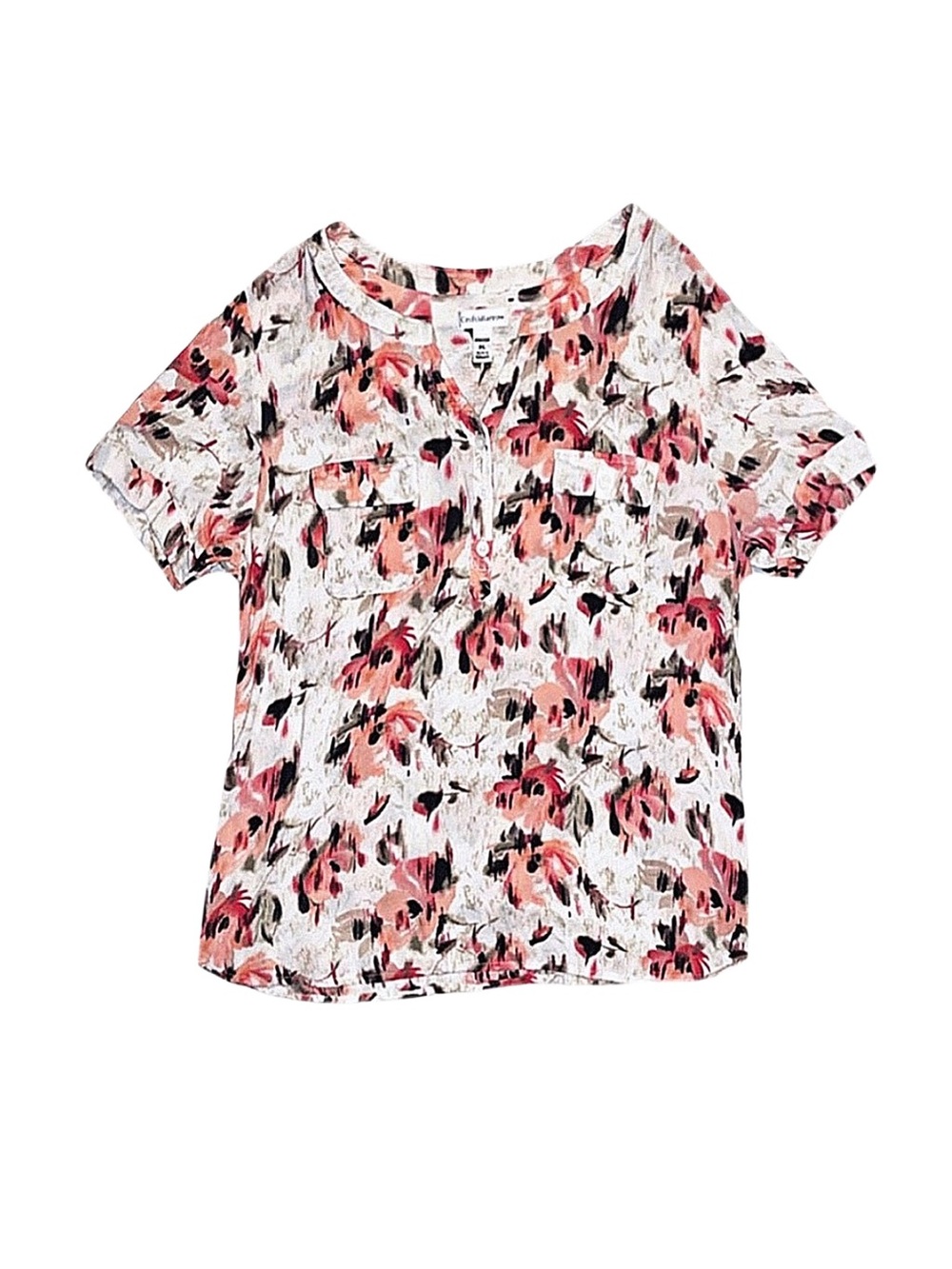 CROFT & BARROW Women's Floral Short Sleeve Top Size Petite Large